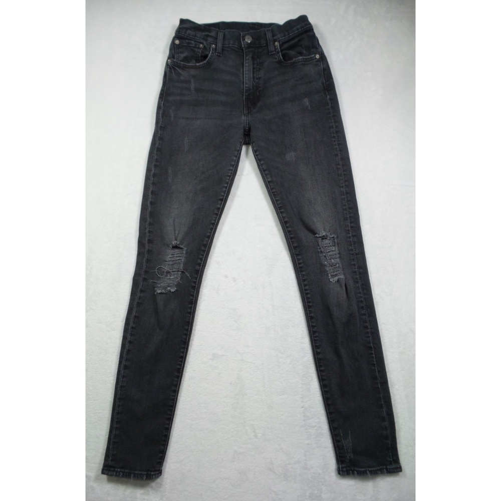Levis Premium Jeans Mens Size 25 x 31 Black Denim Skinny Taper Fit Distressed